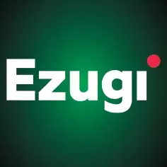 โลโก้อักษรข้อความ Ezugi สีขาวสะอาดตาบนพื้นหลังสีน้ำเงินเข้ม