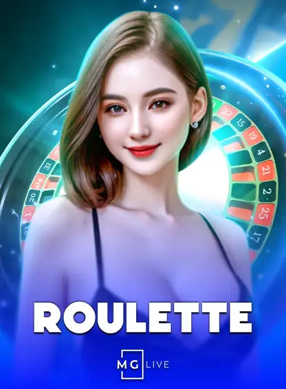 ภาพปกโต๊ะรูเล็ต ROULETTE ดีลเลอร์หญิงในชุดสีฟ้า
