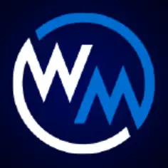 โลโก้ตัวอักษร WM ในวงกลมสีเขียวบนพื้นหลังสีน้ำเงินเข้ม
