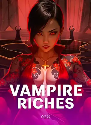 หน้าปกเกมสล็อต Vampire Riches พร้อมป้ายชื่อเกมบนภาพ